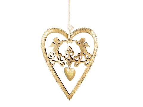 ⁨Christmas tree decoration - golden heart - metalwork⁩ at Wasserman.eu