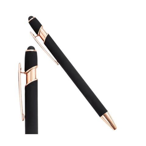 ⁨Długopis metalowy, tusz czarny, touch pen soft touch czerń DL01⁩ w sklepie Wasserman.eu