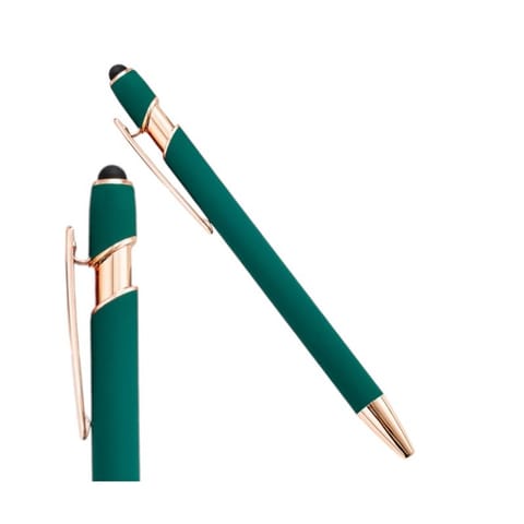 ⁨Długopis metalowy, tusz czarny, touch pen soft touch zieleń DL03⁩ w sklepie Wasserman.eu