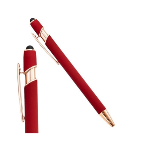 ⁨Długopis metalowy touch, tusz czarny, pen soft touch czerwień DL06⁩ w sklepie Wasserman.eu