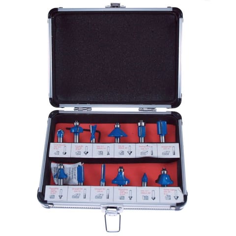 ⁨Zestaw frezów do drewna, fazowanie płyt G-K dłutowanie fi 8 mm 12szt PRO⁩ w sklepie Wasserman.eu