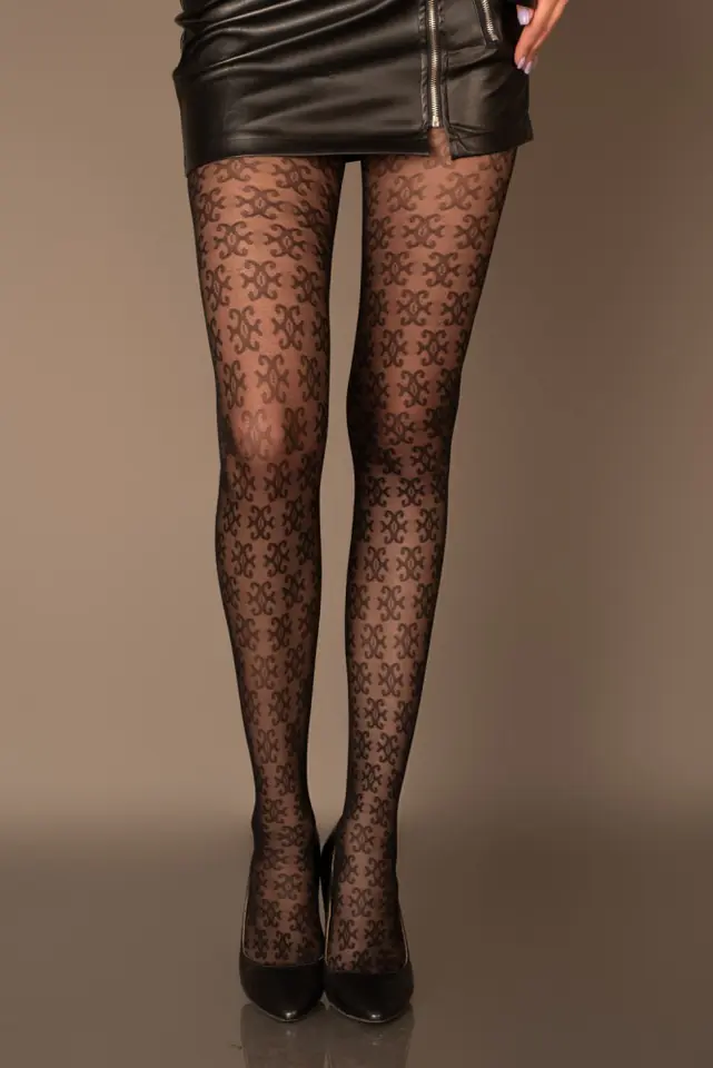 ⁨Niceassen 30 DEN patterned tights (Color: black, size 2)⁩ at Wasserman.eu