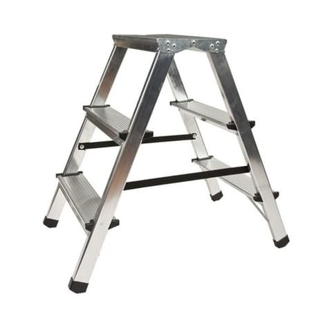 ⁨DRABINA ALUMINIOWA DWUSTRONNA 3 STOPNIE⁩ w sklepie Wasserman.eu
