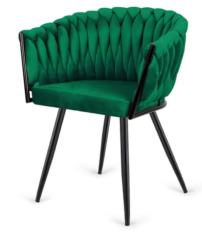 ⁨Krzesło plecione Lugano fotel TRECCIA GREEN VELVET SMOKE⁩ w sklepie Wasserman.eu