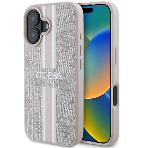 ⁨Guess GUHMP16SP4RPSP iPhone 16 6.1" różowy/pink hardcase 4G Printed Stripes MagSafe⁩ w sklepie Wasserman.eu