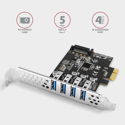 ⁨Adapter wewnętrzny Axagon PCEU-43RS PCIe - 4x USB 3.2 Gen 1⁩ w sklepie Wasserman.eu