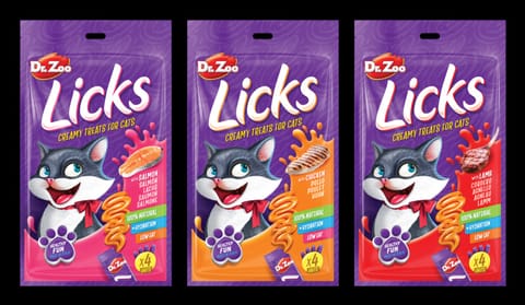 ⁨DR ZOO Licks creamy treats for cats - Liquid kremowy przysmak dla kota o smaku łososia 4x15g [11392]⁩ w sklepie Wasserman.eu