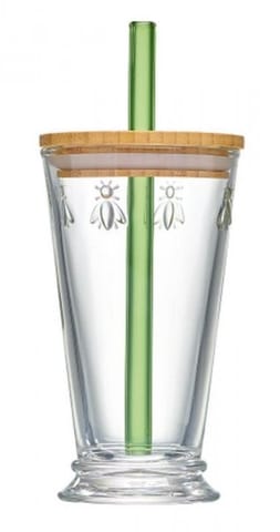 Abeille Szklanka ze Szklaną Słomką i Pokrywką 420 ml w sklepie Wasserman.eu