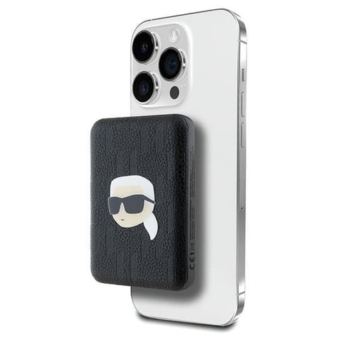 ⁨Karl Lagerfeld Powerbank indukcyjny KLPB5FPGKSKIHK 15W 5000mAh czarny/black Karl Head Pin MagSafe⁩ w sklepie Wasserman.eu