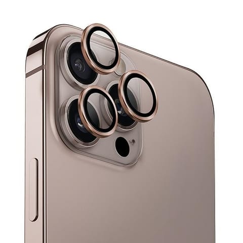 ⁨UNIQ Optix Aluminium Camera Lens Protector iPhone 16 Pro 6.3" / 16 Pro Max 6.9" taupe gold szkło na obiektyw aparatu z aplikatorem⁩ w sklepie Wasserman.eu