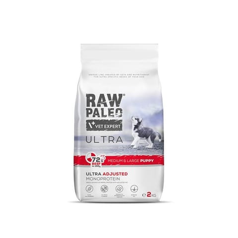 ⁨RAW PALEO Ultra Medium&Large Puppy Beef - dry food for puppies - 2 kg⁩ at Wasserman.eu