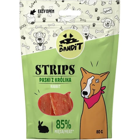 ⁨MR. BANDIT STRIPS Rabbit Strips - dog treat - 80 g⁩ at Wasserman.eu