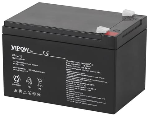 ⁨Akumulator żelowy Vipow (12 V, 12 Ah)⁩ w sklepie Wasserman.eu