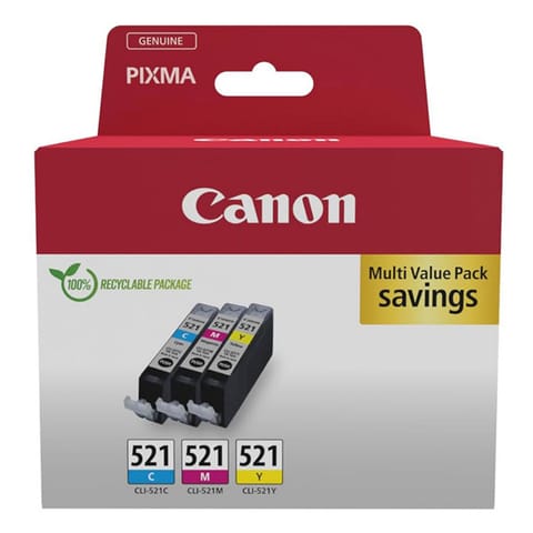 ⁨Canon oryginalny ink / tusz CLI-521 CMY, 2934B015, CMY, multipack⁩ w sklepie Wasserman.eu