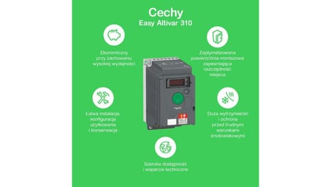 ⁨Easy Altivar Przemiennik częstotliwości 310 22 kW 3f 380...460V z filtrem EMC C3 IP20 ATV310HD22N4EF⁩ w sklepie Wasserman.eu