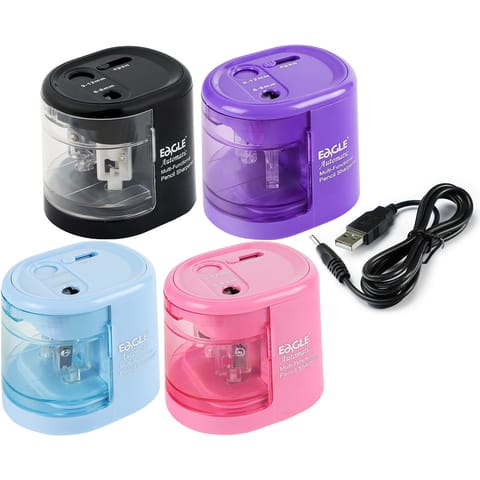 ⁨Temperówka na baterie Eagle EG-5161USB 2 otwory niebieska⁩ w sklepie Wasserman.eu