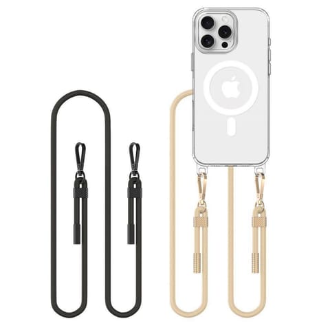 ⁨Etui IPHONE 16 PRO MAX Tech-Protect Flexair Chain MagSafe Black & Taupe transparentne⁩ w sklepie Wasserman.eu