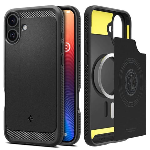 ⁨Etui IPHONE 16 PLUS Spigen Rugged Armor Mag MagSafe Matte czarne⁩ w sklepie Wasserman.eu