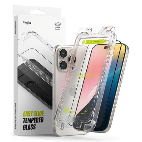 ⁨Szkło Hartowane IPHONE 16 PRO Ringke Easy Slide 2-Pack czarne⁩ w sklepie Wasserman.eu