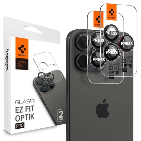 ⁨Szkło Hartowane na Aparat IPHONE 14 PRO / 14 PRO MAX / 15 PRO / 15 PRO MAX / 16 PRO / 16 PRO MAX Spigen Optik Pro L-Series Glas.tr "EZ FIT" Camera Protector 2-Pack czarne⁩ w sklepie Wasserman.eu