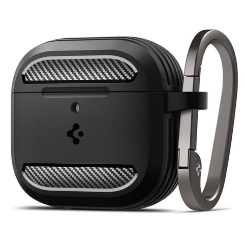 ⁨Etui APPLE AIRPODS 4 Spigen Rugged Armor Matte czarne⁩ w sklepie Wasserman.eu