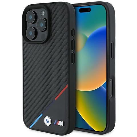 ⁨BMW BMHMP16L23PUDTK iPhone 16 Pro 6.3" czarny/black hardcase M Carbon Tricolor Line MagSafe⁩ w sklepie Wasserman.eu