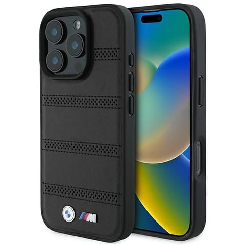 ⁨BMW BMHMP16L23PUSPK iPhone 16 Pro 6.3" czarny/black hardcase M Perforated And Stitched Line MagSafe⁩ w sklepie Wasserman.eu