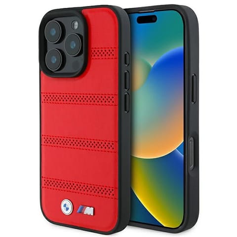 ⁨BMW BMHMP16L23PUSPR iPhone 16 Pro 6.3" czerwony/red hardcase M Perforated And Stitched Line MagSafe⁩ w sklepie Wasserman.eu