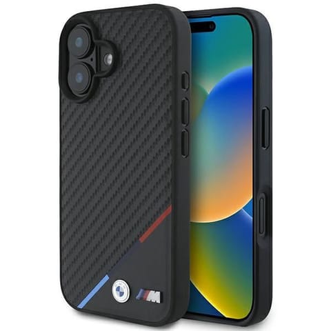 ⁨BMW BMHMP16M23PUDTK iPhone 16 Plus 6.7" czarny/black hardcase Carbon Tricolor Line MagSafe⁩ w sklepie Wasserman.eu