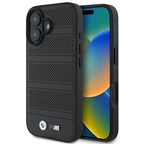 ⁨BMW BMHMP16S23PUSPK iPhone 16 6.1" czarny/black hardcase M Perforated And Stitched Line MagSafe⁩ w sklepie Wasserman.eu