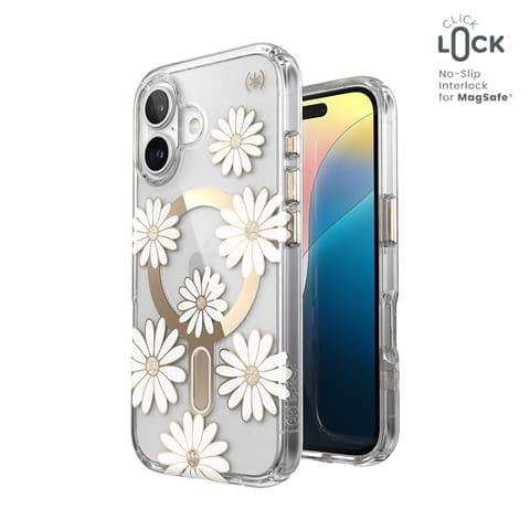 Speck Presidio Lux ClickLock & MagSafe - Etui iPhone 16 (Sunshine Daisies / Clear / Gold) w sklepie Wasserman.eu