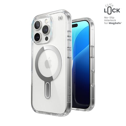 ⁨Speck Presidio Perfect-Clear ClickLock & MagSafe - Etui iPhone 16 Pro (Clear / Chrome Finish / Serene Silver)⁩ w sklepie Wasserman.eu