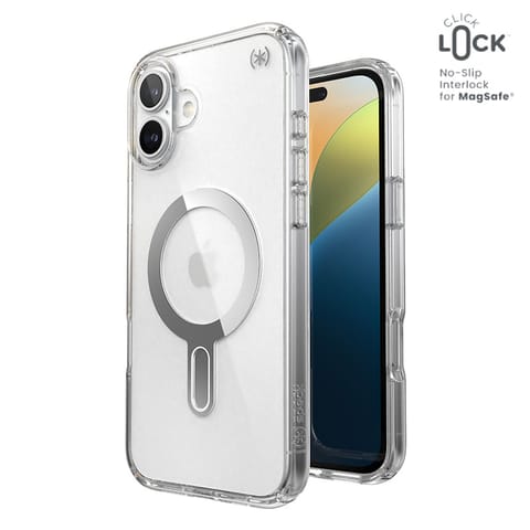 ⁨Speck Presidio Perfect-Clear ClickLock & MagSafe - Etui iPhone 16 Plus (Clear / Chrome Finish / Serene Silver)⁩ w sklepie Wasserman.eu