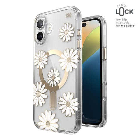 ⁨Speck Presidio Lux ClickLock & MagSafe - Etui iPhone 16 Plus (Sunshine Daisies / Clear / Gold)⁩ w sklepie Wasserman.eu
