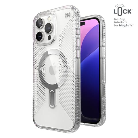 Speck Presidio Perfect-Clear Grip ClickLock & MagSafe - Etui iPhone 16 Pro Max (Clear / Chrome Finish / Serene Silver) w sklepie Wasserman.eu