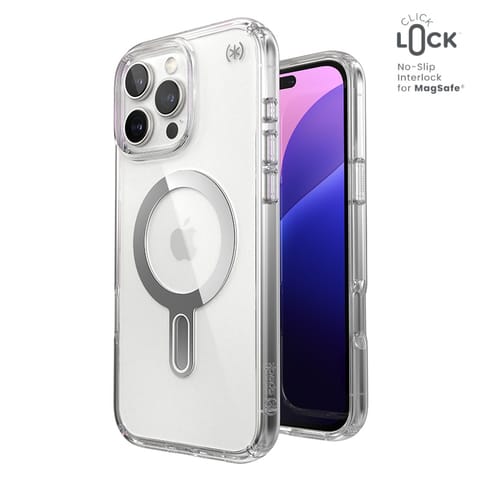 ⁨Speck Presidio Perfect-Clear ClickLock & MagSafe - Etui iPhone 16 Pro Max (Clear / Chrome Finish / Serene Silver)⁩ w sklepie Wasserman.eu