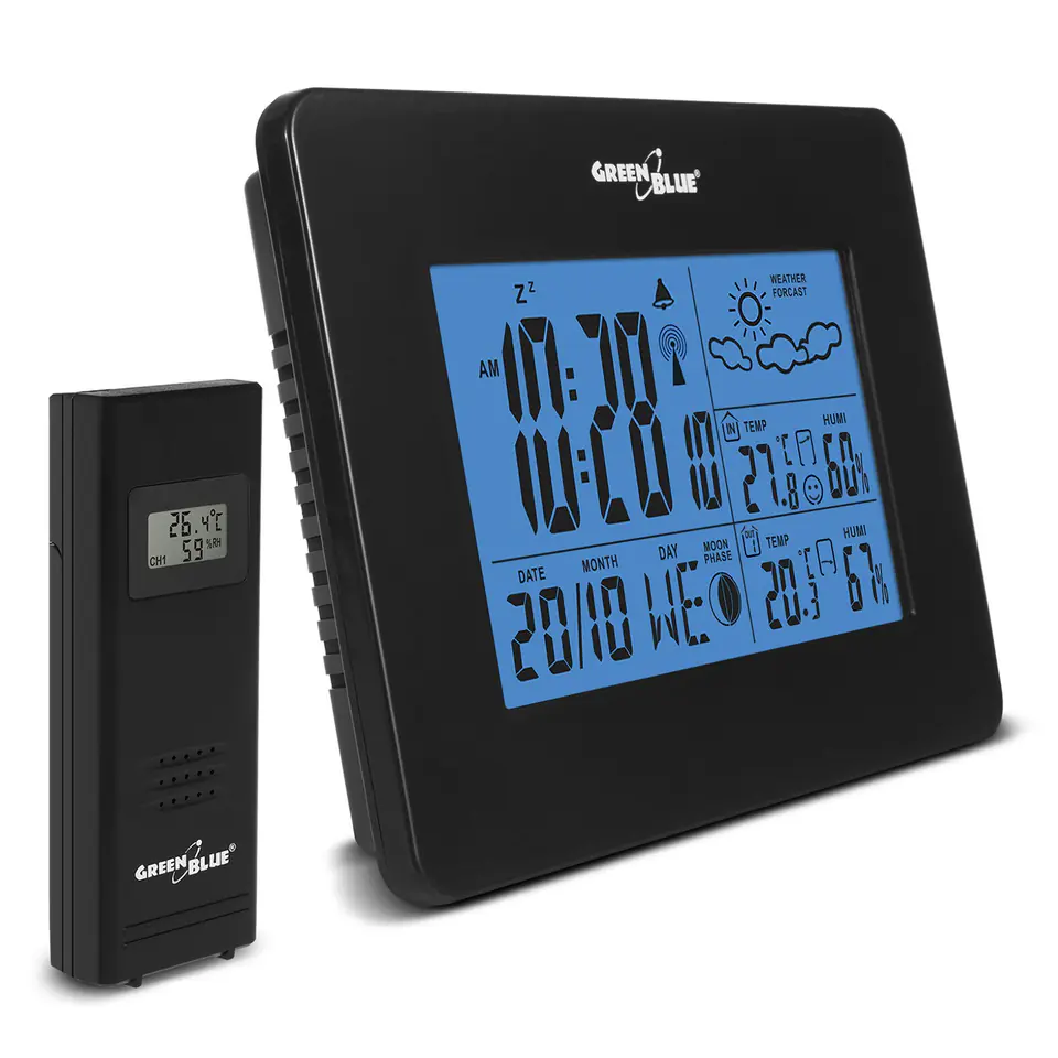 Weather station DCF IN/OUT moon phase GB146B black at Wasserman.eu