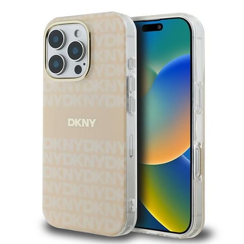 ⁨DKNY DKHMP16XHRHSEP iPhone 16 Pro Max 6.9" różowy/pink hardcase Repeat Texture Pattern With Stripe⁩ w sklepie Wasserman.eu