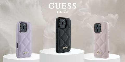 ⁨Guess GUHCP16MPSQSQSK iPhone 16 Plus 6.7" czarny/black hardcase Quilted Metal Logo⁩ w sklepie Wasserman.eu