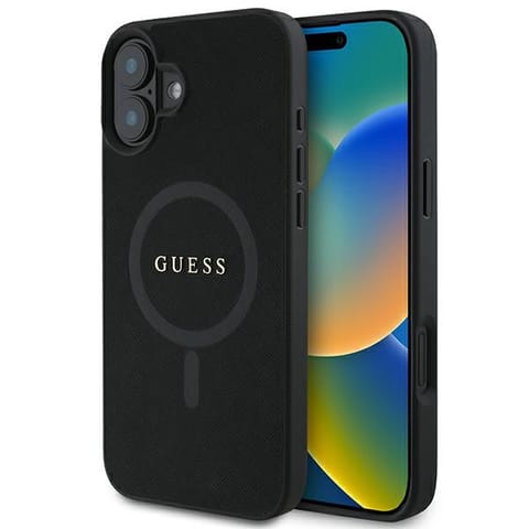 ⁨Guess GUHMP16MPSAHMCK iPhone 16 Plus 6.7" czarny/black hardcase Saffiano Classic Logo MagSafe⁩ w sklepie Wasserman.eu