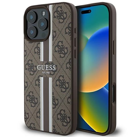 ⁨Guess GUHMP16XP4RPSW iPhone 16 Pro Max 6.9" brązowy/brown hardcase 4G Printed Stripes MagSafe⁩ w sklepie Wasserman.eu