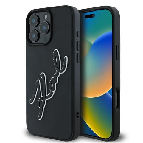 ⁨Karl Lagerfeld KLHCP16L3DRKSDLK iPhone 16 Pro 6.3" czarny/black hardcase 3D Rubber Bicolor Signature⁩ w sklepie Wasserman.eu