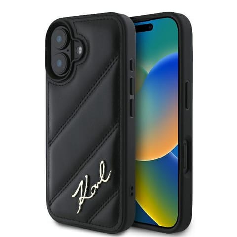 ⁨Karl Lagerfeld KLHCP16SPQDSMGK iPhone 16 6.1" czarny/black hardcase Quilted Signature⁩ w sklepie Wasserman.eu