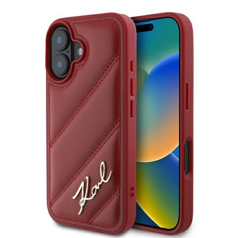 ⁨Karl Lagerfeld KLHCP16SPQDSMGR iPhone 16 6.1" czerwony/red hardcase Quilted Signature⁩ w sklepie Wasserman.eu