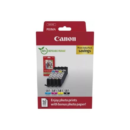 ⁨Canon CLI-581 BK/C/M/Y Ink Cartridge + Photo Paper Value Pack⁩ w sklepie Wasserman.eu