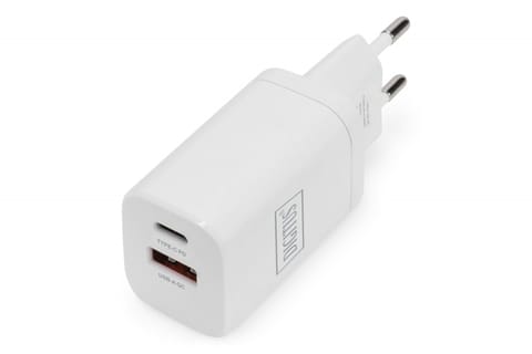 ⁨Ładowarka sieciowa zasilacz 1x USB-A 12W 1x USB-C 18W PD 3.0 max. 30W Biała⁩ w sklepie Wasserman.eu