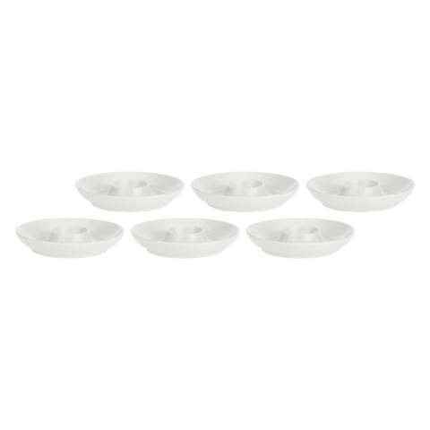 ⁨Set of 6 Uova Egg Plates - White, 12 cm⁩ at Wasserman.eu