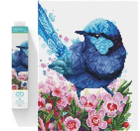 ⁨Haft diamentowy Diamond Dotz Diamentowa mozaika Niebieski ptaszek w kwiatach Splendid Fairy Wren 35x43cm DQ10023⁩ w sklepie Wasserman.eu