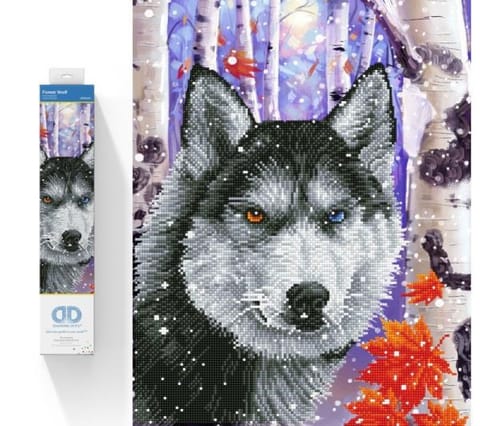 ⁨Diamond Dotz Wolf in the Forest Diamond Embroidery 48x58cm DD10040⁩ at Wasserman.eu