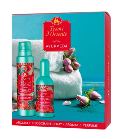 ⁨TESORI d`Oriente Zestaw prezentowy Ayurveda (Woda perfumowana 100 ml+ Dezodorant w sprayu 150 ml) 1 op. - 2 szt.⁩ w sklepie Wasserman.eu